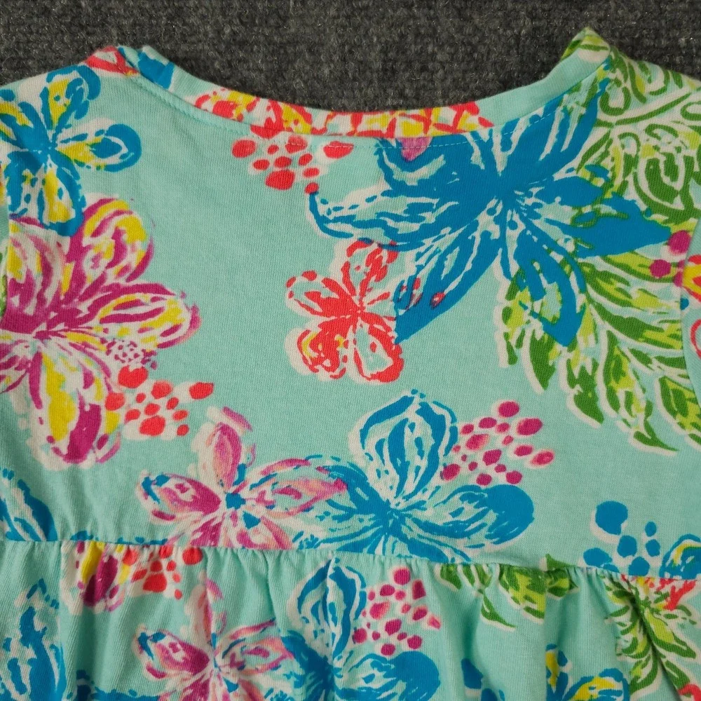 Gymboree‎ Mix N Match Shirt Girls Small 5-6 Blue Green Floral Tropical Crew Neck